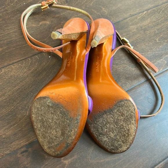 Salvatore Ferragamo Women’s Heels Shoes Stilletoes Sz 7.5 Made In Italy Leather - Picture 2 of 4